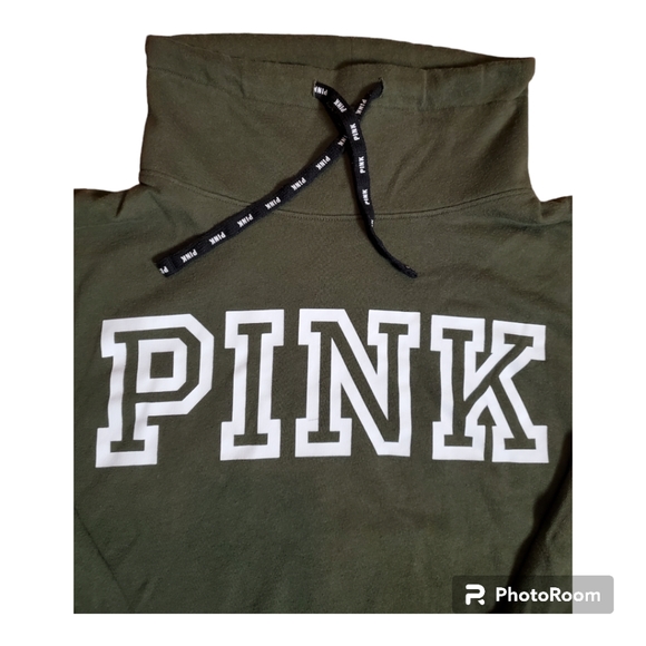 Victoria's Secret Pink Womens Green Cowl Neck Sweatshirt Size Medium Pullover - Picture 3 of 6
